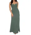 Sorella Vita Simple Long Chiffon Bridesmaid Dress With Spaghetti Straps In Evergreen In Green