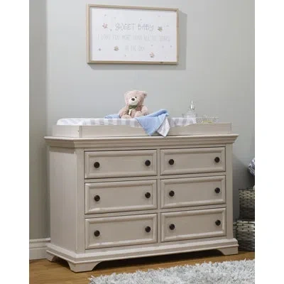 Sorelle 50" W 6-drawer Solid And Manufactured Wood Double Dresser In Brushed Ivory