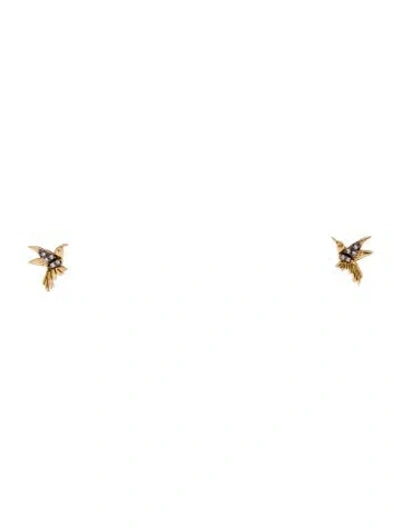 Pre-owned Sorellina 18k Diamond Hummingbird Stud Earrings In Multi