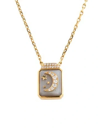 Pre-owned Sorellina 18k Moonstone & Diamond Pendant Necklace, 20" In Multicolor