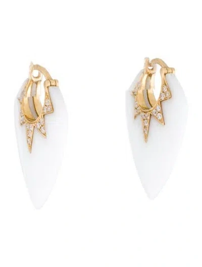 Pre-owned Sorellina 18k Opal & Diamond Classic Guitar Pick Earrings In Multi
