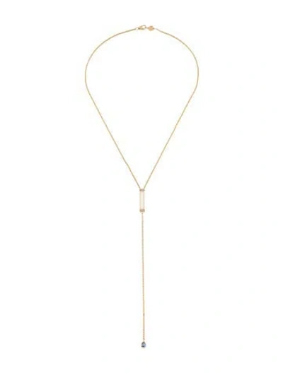 Pre-owned Sorellina 18k Sapphire, Glass, & Diamond Lavalier, 16.5" In White