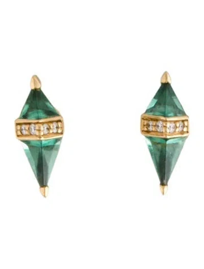 Pre-owned Sorellina 18k Synthetic Quartz & Diamond Pietra Stud Earrings In Multicolor