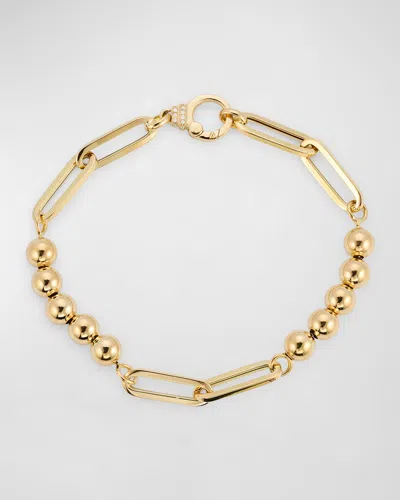 Sorellina 18k Yellow Gold Beads And Oval Link Bracelet With Gh-si Diamonds In Yg