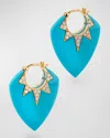 SORELLINA 18K YELLOW GOLD EARRINGS WITH TURQUOISE AND GH-SI DIAMONDS. 25X20MM