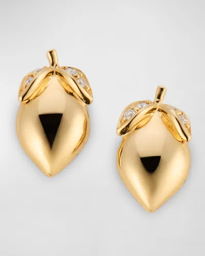 Sorellina 18k Yellow Gold Lemon Stud Earrings With Gh-si Diamonds In Yg
