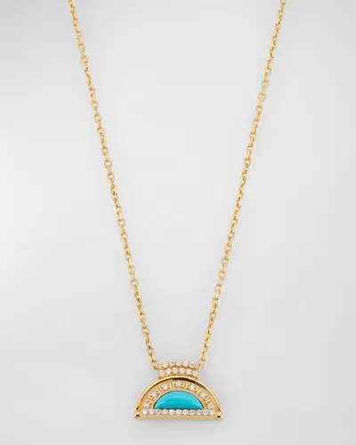 Sorellina 18k Yellow Gold Necklace With Turquoise Inlay And Gh-si Diamonds, 18"l