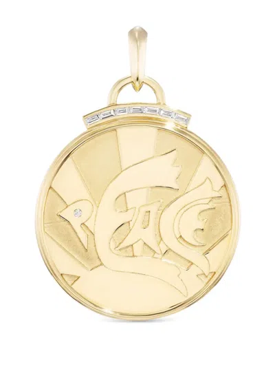 SORELLINA 18K YELLOW GOLD PEACE COIN DIAMOND PENDANT