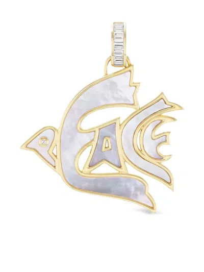 Sorellina 18k Yellow Gold Peace Dove Diamond Pendant In Brown