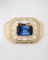 SORELLINA 18K YELLOW GOLD RING WITH BLUE SAPPHIRE AND GH-SI DIAMONDS