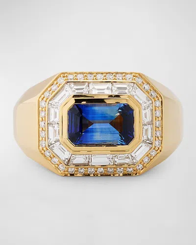 Sorellina 18k Yellow Gold Ring With Blue Sapphire And Gh-si Diamonds In Yg Blue Sapphire