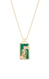 Sorellina La Forza Piccola 18k Yellow Gold Malacite Tarot Card Necklace In Green