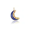 Sorellina Mini Crescent Moon Inlay Necklace In 18k Yellow Gold,lapis,yellow Sapphires