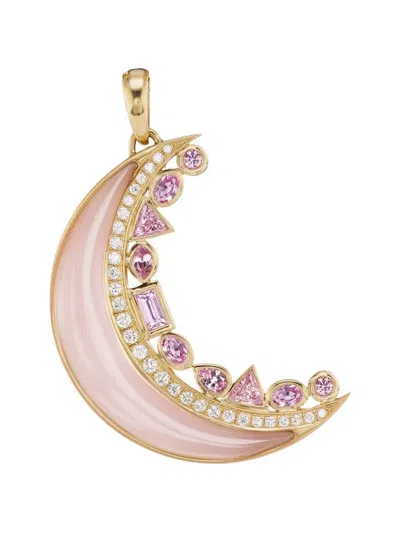 Sorellina Multi Stone Crescent Moon Pendant In Gold