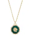 Sorellina Octagonal Forza 18k Yellow Gold Diamond Multi-stone Necklace In Green