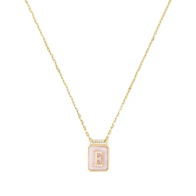 Sorellina Signet Pendant Necklace In Yellow Gold,pink Opal,white Diamond
