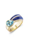 Sorellina Stardust 18k Yellow Gold Lapis Cocktail Ring In Blue