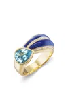 Sorellina Stardust 18k Yellow Gold Lapis Ring In Blue