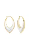 Sorellina Stardust 18k Yellow Gold Mother-of-pearl Hoop Earrings In White