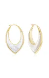 Sorellina Stardust Inlay 18k Yellow Gold Mother Of Pearl Hoop Earrings In White
