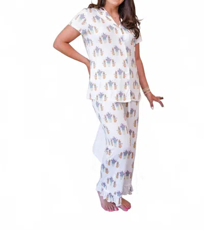 Sorority And Sisterhood Leopard Heirloom Pajama Pants Set In White