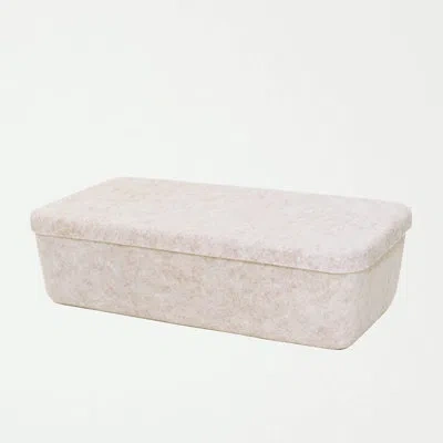 Sortjoy Sculpted Felt Storage Bin - Long With Lid In Beige