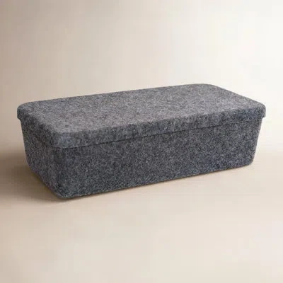 Sortjoy Sculpted Felt Storage Bin - Long With Lid In Black