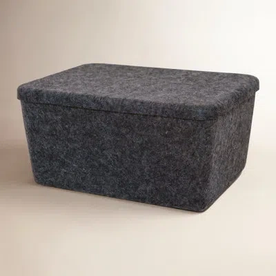 Sortjoy Sculpted Felt Storage Bin - Wide With Lid In Black