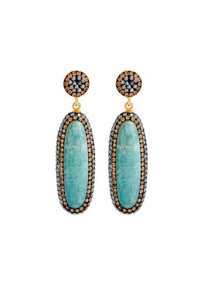 Soru Jewellery Amazonite 18kt Gold-plated Drop Earrings In Turquoise