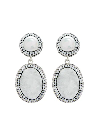 Soru Jewellery Baroque Pearl And Chalcedony Sterling Silver Drop Earrings