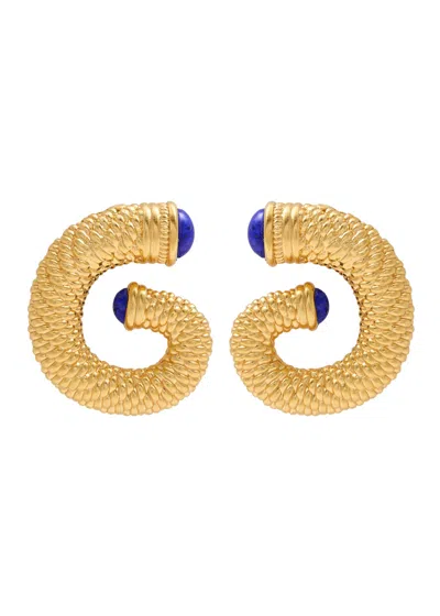 Soru Jewellery Contessa 18kt Gold-plated Stud Earrings In Blue