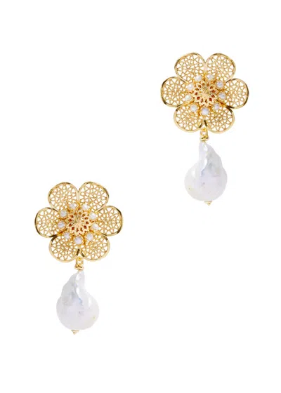 Soru Jewellery Florissima 24kt Gold-plated Drop Earrings In Pearl