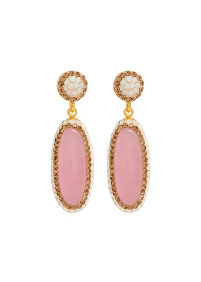 Soru Jewellery Rose Quartz 18kt Gold-plated Drop Earrings In Light Pink