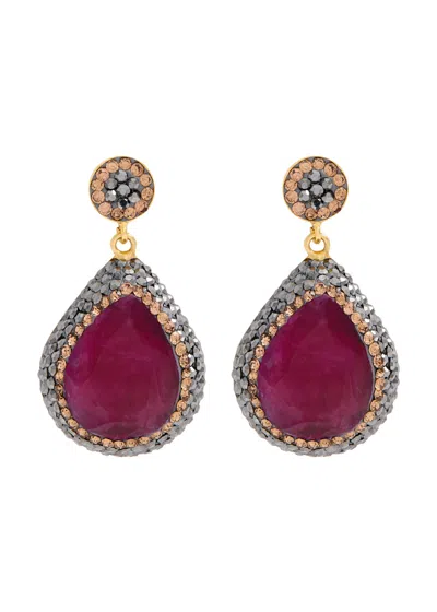 Soru Jewellery Ruby 18kt Gold-plated Drop Earrings In Red