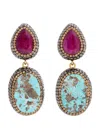Soru Jewellery Ruby And Turquoise 18kt Gold-plated Drop Earrings In Turquoise