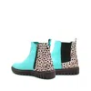 Soruka Women's Ankle Leather Boot With Animal Print In Surf Green /multi