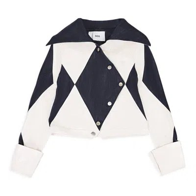 Sos Steve Smith Leather And Denim Intarsia Black White Jacket