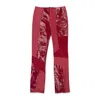 Sos Steve Smith Leather Patchwork Red Women's Bootcut Jeans In Red