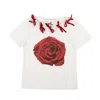 Sos Steve Smith Steve Smith Sos Short Sleeve Rose Bow T-shirt - White In White