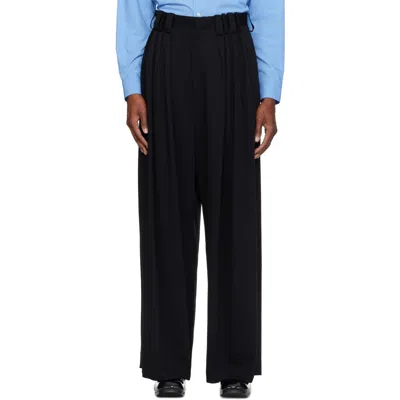 Soshiotsuki Black Eight Tuck High Waist Trousers