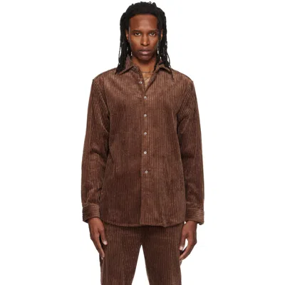 Soshiotsuki Brown Heavy Wale Dress Shirt