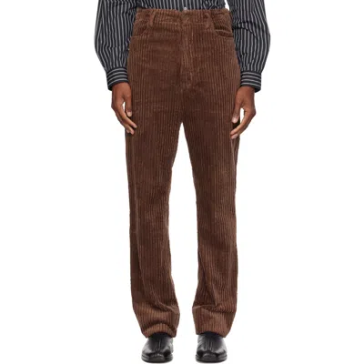 Soshiotsuki Brown Heavy Wale High Waist Trousers