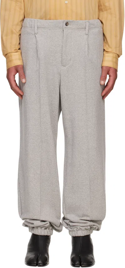 Soshiotsuki Gray Center Crease Sweatpants In Grey