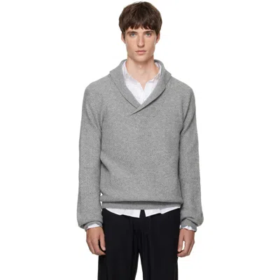 Soshiotsuki Gray Shawl Collar Knit Sweater