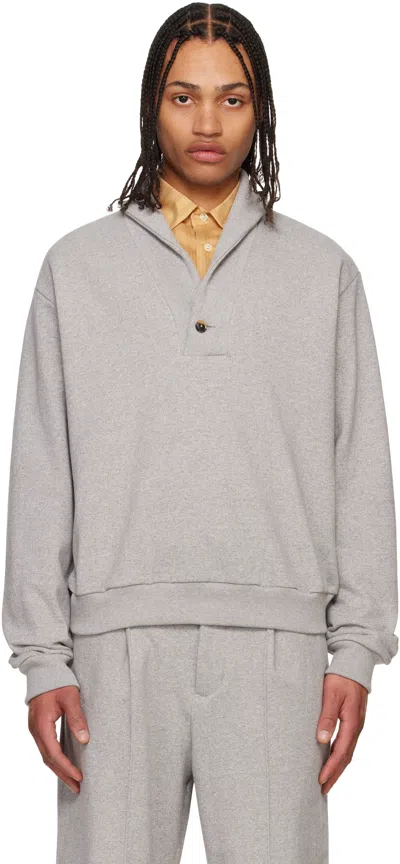 Soshiotsuki Gray Shawl Collar Sweatshirt In Grey
