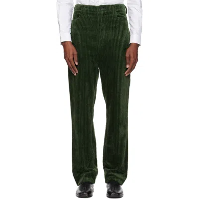 Soshiotsuki Green Heavy Wale High Waist Trousers