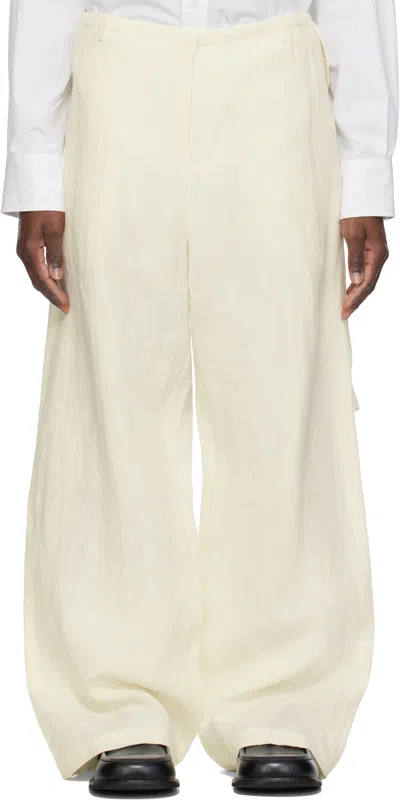 Soshiotsuki Off-white Linen Washer Wide Judo Trousers
