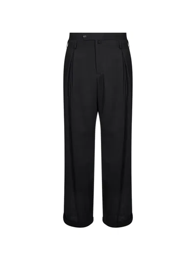 Soshiotsuki Pleated Turn-up Trousers In Black