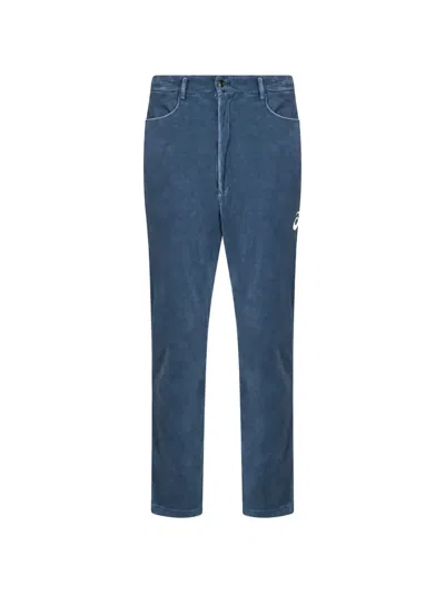Soshiotsuki X Asics Logo-print Velvet Trousers In Blue