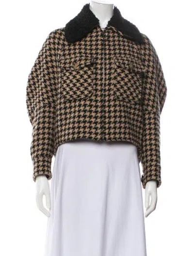 Pre-owned Sosken Houndstooth Print Jacket In Neutral